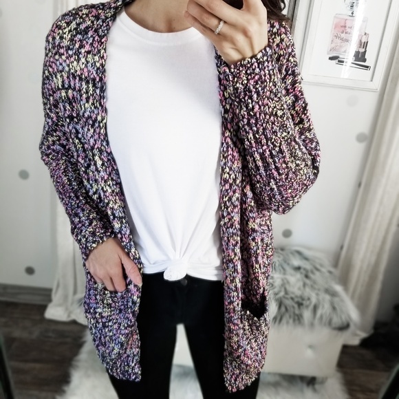 catlg Sweaters - Last1️⃣Fun Dip Colorful Dolman Pocket Cardigan